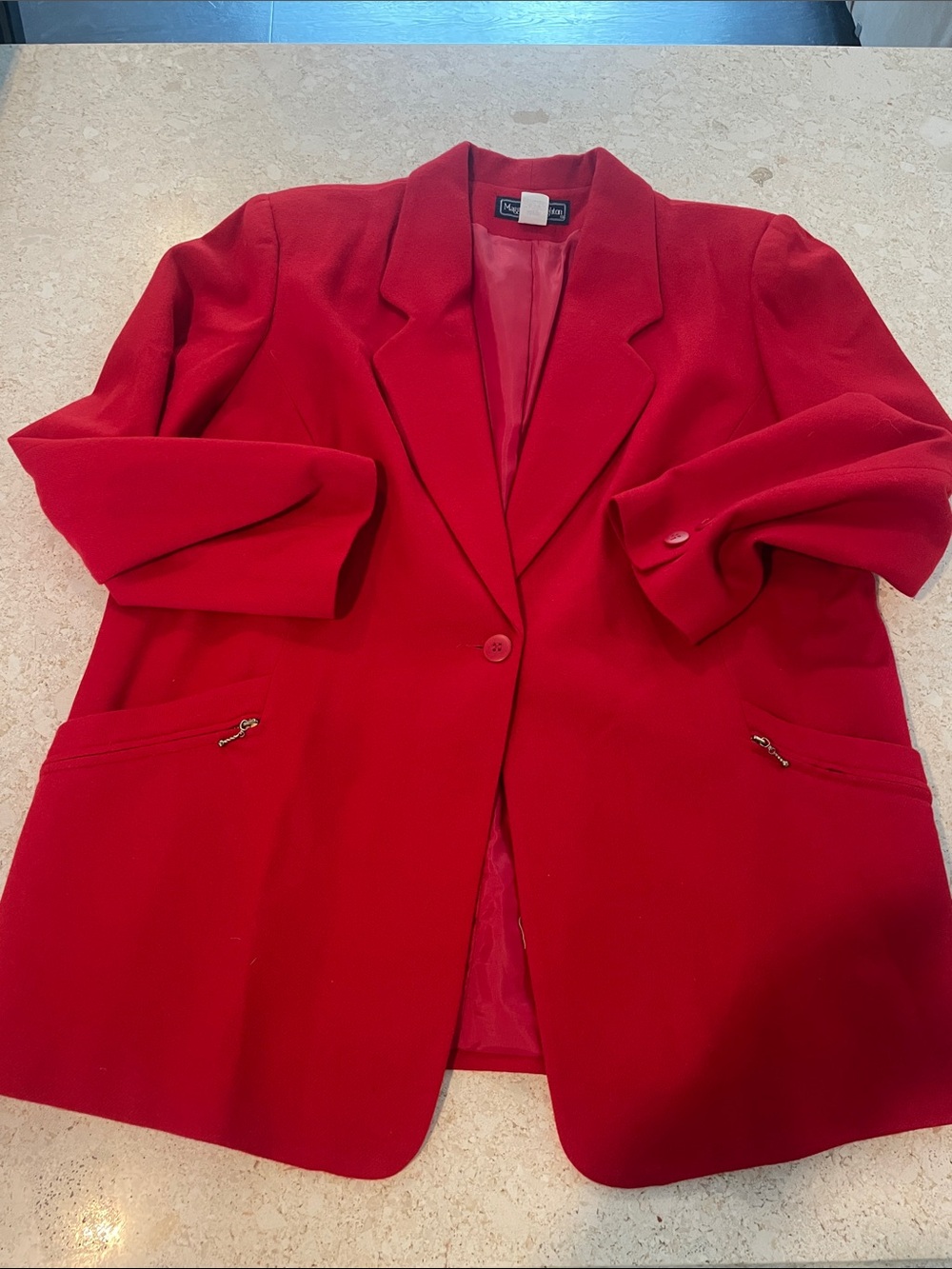 Classic Red Single-Button Women's Blazer by Max Mara